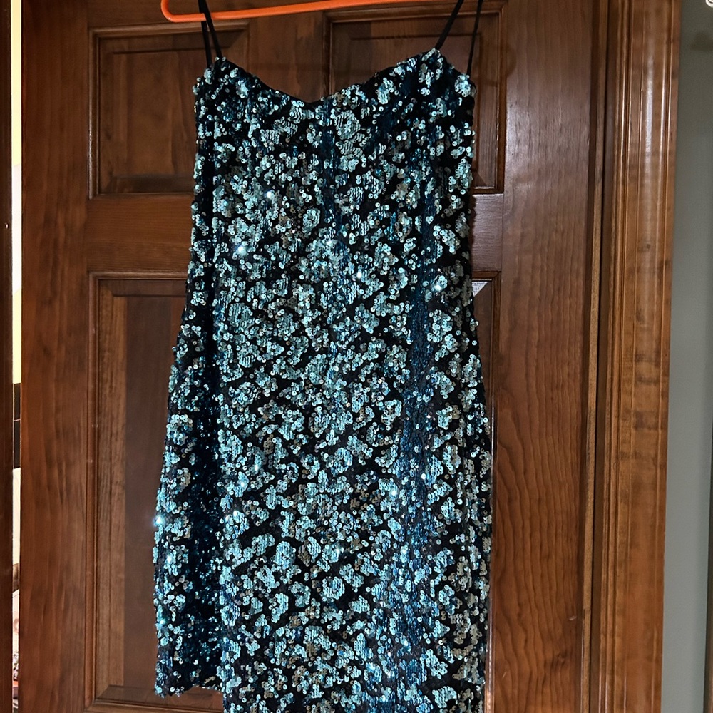 Strapless Sequin Cocktail Dress.